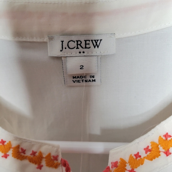 J CREW Boho Embroidered Top Size 2 NWT - Picture 3 of 7